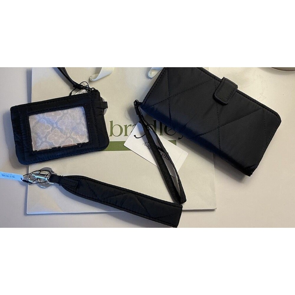 3 Pieces Vera Bradley Moonless Light Black Ultralight Wristlet, ID Case, Strap - Picture 2 of 9
